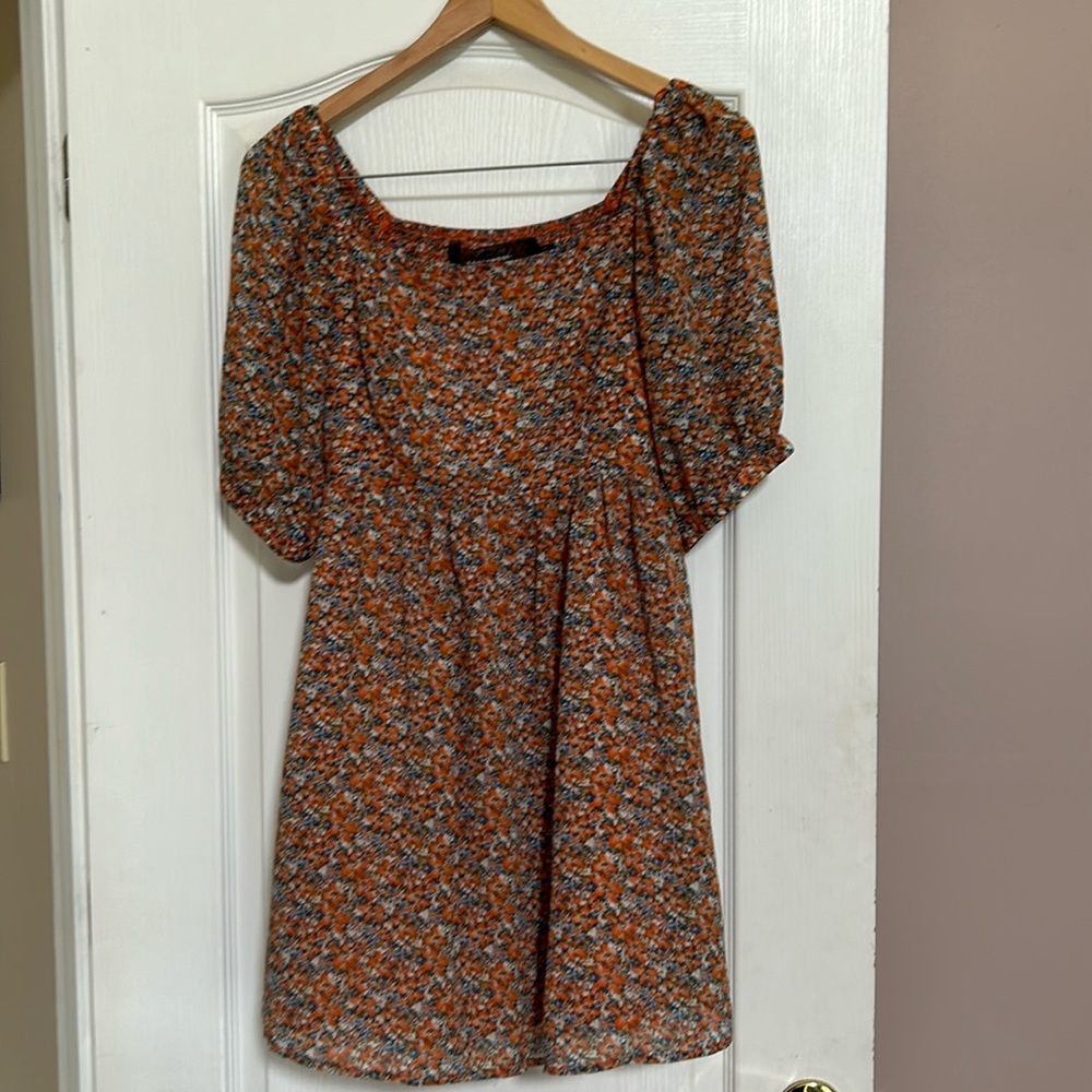 Code x Mode puff sleeve floral mini dress Size Small Cottagecore Boho